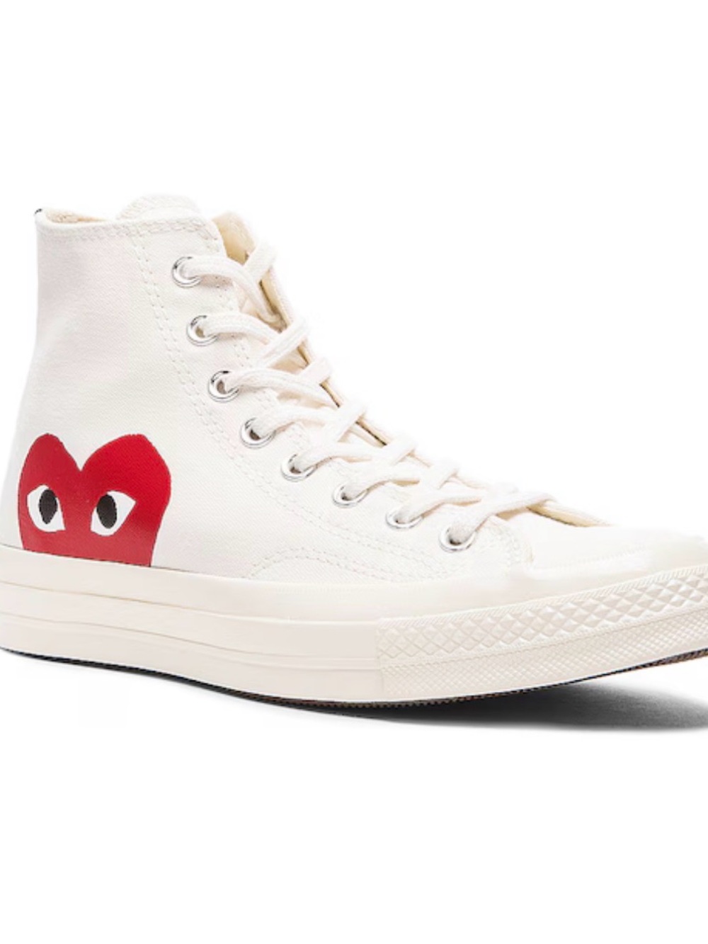 Comme des garçons PLAY x Converse White High Top Sneakers with Red Heart